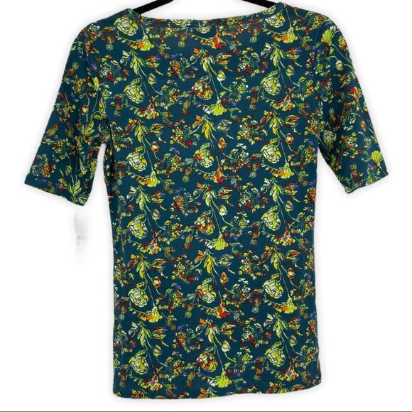 Lularoe Gigi Womens Fitted Top Floral Abstract Green XS NEW - Picture 2 of 9